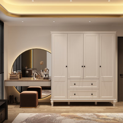 63'' W 2-Drawer Wardrobe With 2 Hanging Poles