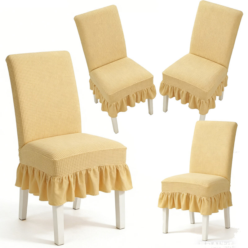 4 PCS Stretch Parsons Dining Chair Covers with Ruffled Skirt, Elastic Slipcovers for High Back Chairs, Wrinkle-Resistant Fabric Protection for Dining Room, Restaurant, Banquet