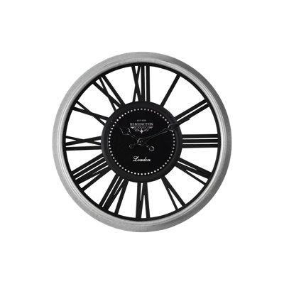Clocks, 16" Round, Wall Clock, Silver, Black, Transitional