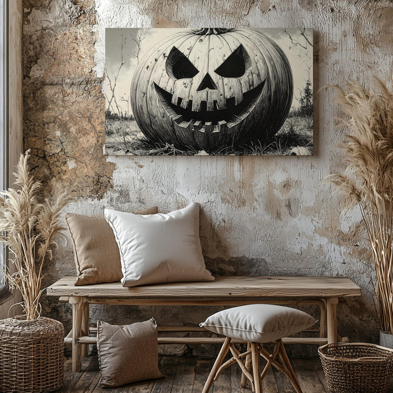 Art mural mural citrouille d'Halloween citrouille d'Halloween citrouille d'Halloween gravée sur toile prête à accrocher