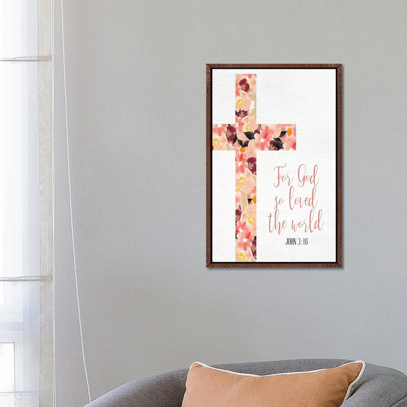 For God So Loved by Kimberly Allen - Print on Canvas, 66.04cm H x 45.72cm W x 3.81cm D, Classic Brown Wood Framed