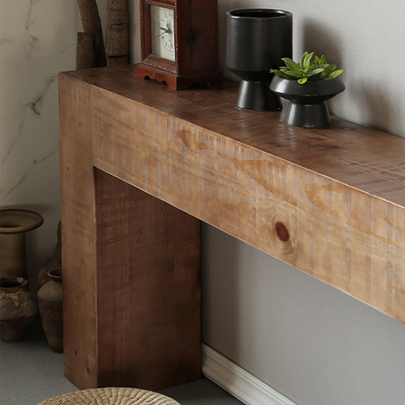 Retro Minimalist Art Solid Wood Console Table, Natural Wood, 31.5" H x 47.24" W x 11.8" D