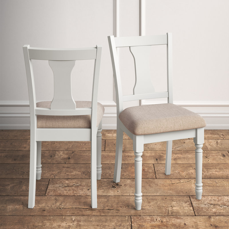 Ivor Slat Back Turned Leg Upholstered Side Chair, White