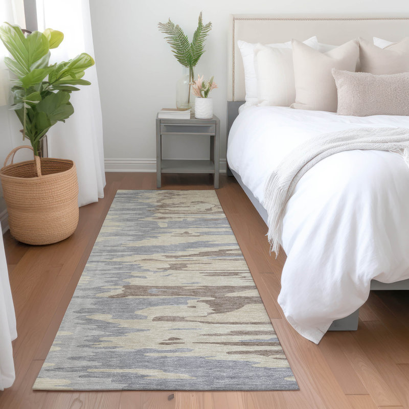 Meleya Beige Washable Indoor-Outdoor Rug - , 2'3" x 7'6"