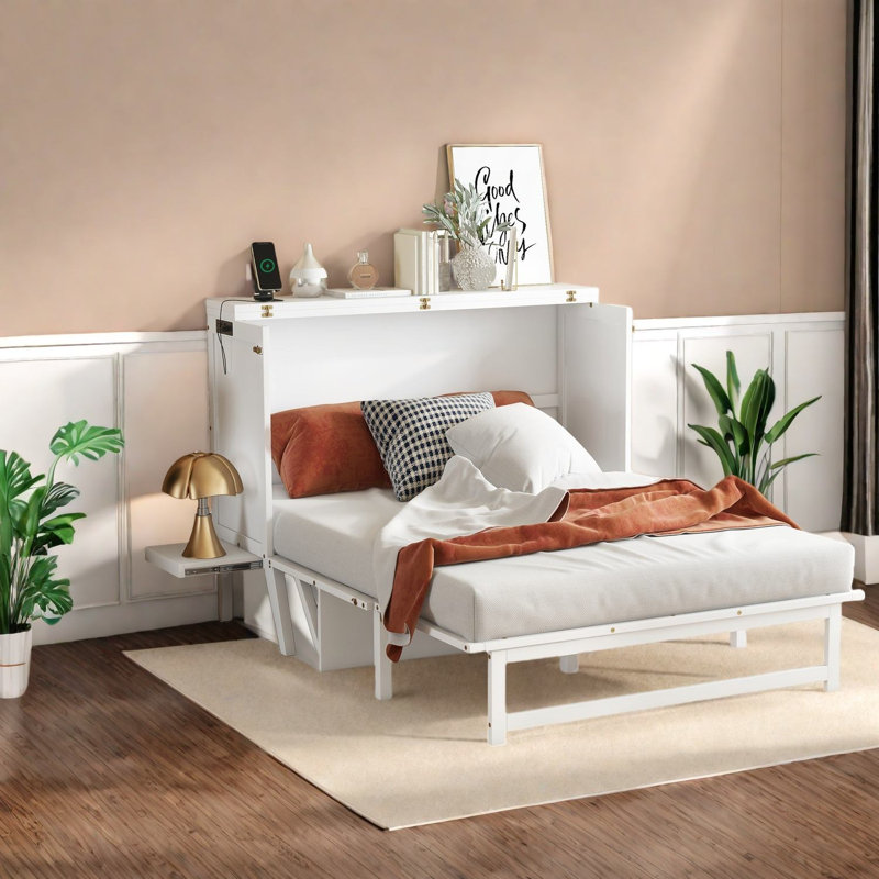 Lit escamotable moderne en bois de pin massif peu encombrant, parfait pour le bureau à domicile