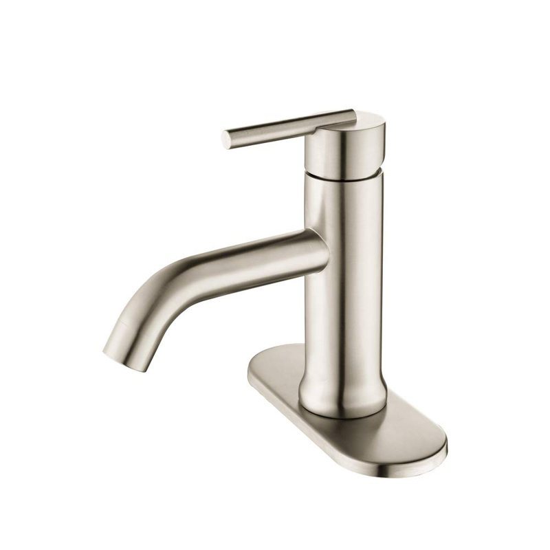 Robinet de salle de bains monotrou avec ensemble de drainage, Nickel brossé