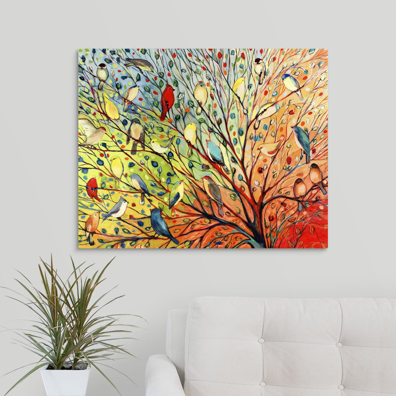 «Anjolina Twenty Seven Birds» par Jennifer Lommers, reproduction d'art sur toile, H 20 po x l 24 po x p 1,25 po