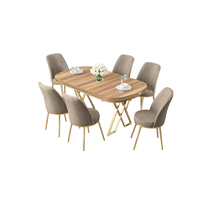 Ensemble de table et chaises de salle à manger (7 pièces)