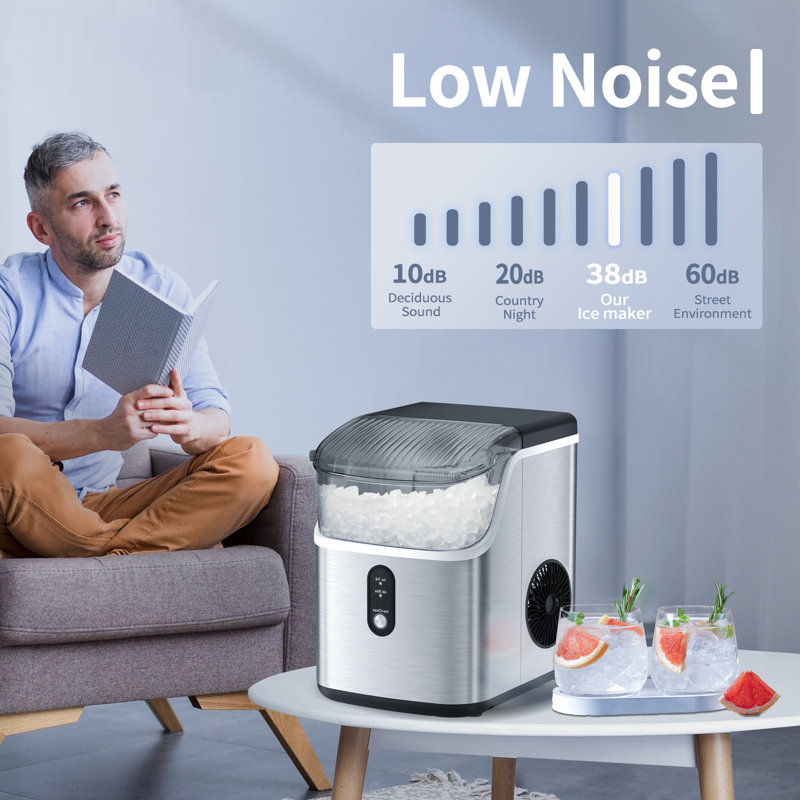 COWSAR 33 Lb. Daily Production Nugget Clear Ice Countertop Ice Maker, Sonic Ice, Self-Cleaning, Shell Type Lid, Continuous ice making