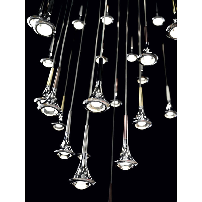 Lodes Rain Suspension Lamp Transparent Cable Line-V, Gold