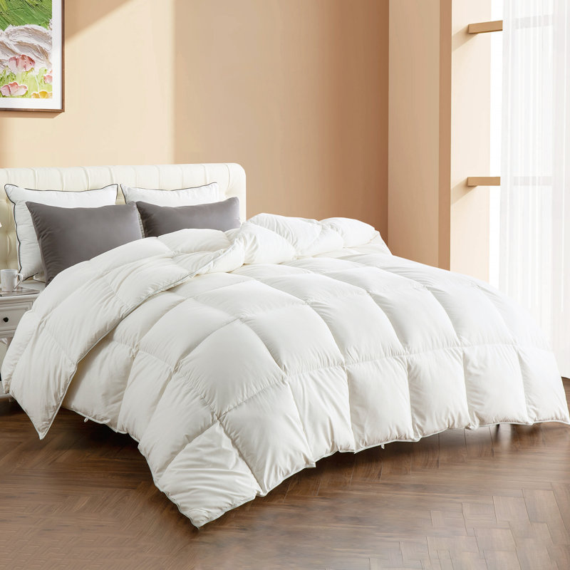 Luxury All Season Feather Down Comforter – Egyptian Soft Cotton‑Blend, Warmth Duvet Insert, Queen