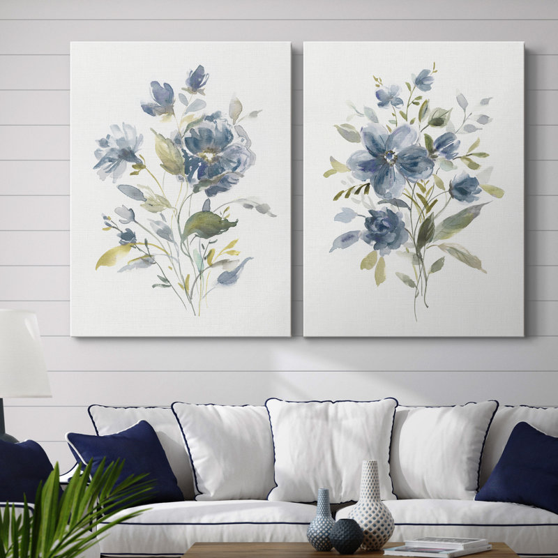 Linen Botanical I - ensemble de 2 reproductions, Pas de tapis, H 48 po x l 32 po x P 1 po, Toile tendue