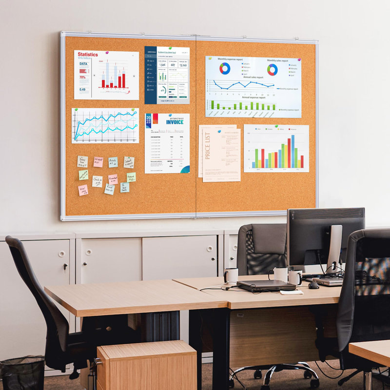 60" x 36" Wall-Mounted Large Cork Board Notice Bulletin Board