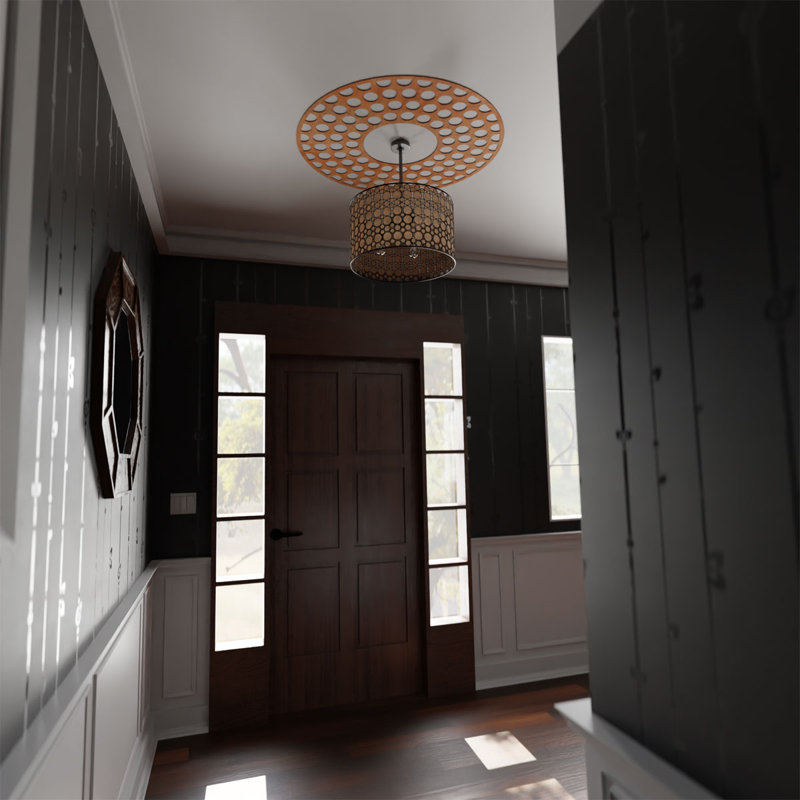 Médaillon de plafond en bois Fink, Aulne, H 34 po x l 34 po x P 0,25 po