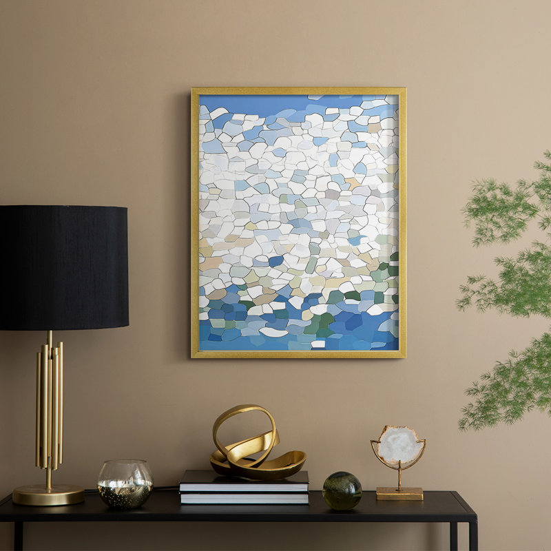 «Abstract Abstract», reproduction encadrée - prête à être accrochée - fabriquée aux États-Unis, H 10 po x l 8 po, Or