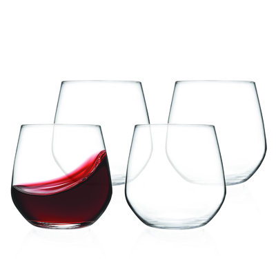 Wine Glasses -  Set Of 4 - Stemmless - For White - Red - Wine - Dishwasher Safe -  13 Oz. - European Quality - By Barski