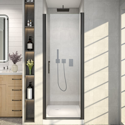 Porte de douche pivotante 24 po x 26 po x H 72 po avec demi-cadre et verre transparent