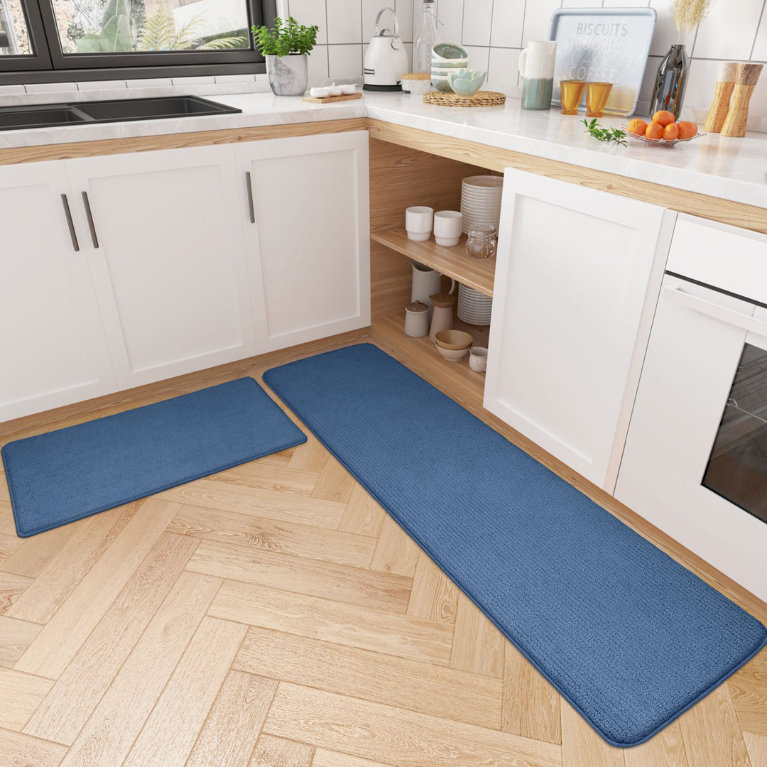 Demarus Solid Color Polyester Non-Skid Kitchen Mat Prep & Savour 