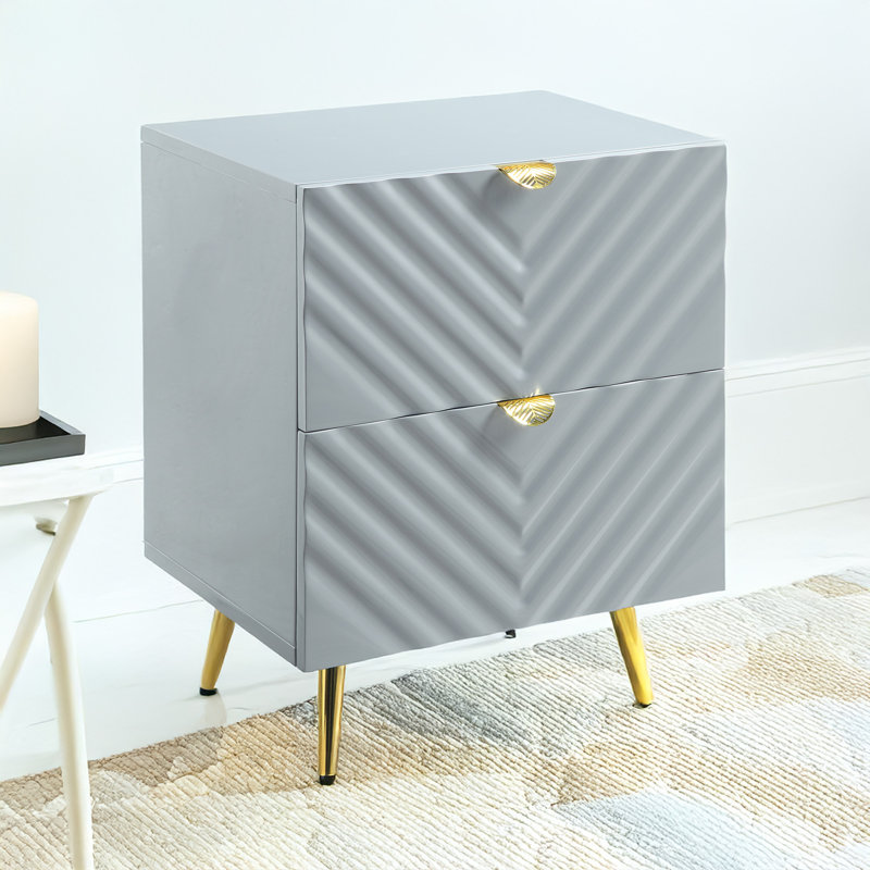 Table de chevet 2 tiroirs Canesha, Gris