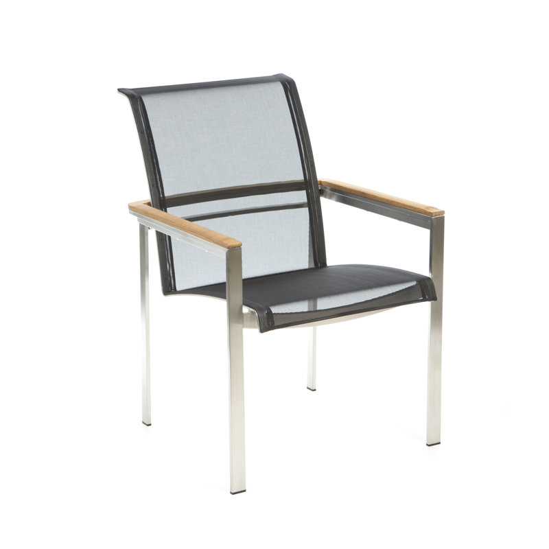 Tivoli Stacking Teak Patio Dining Arm Chair, Black, No