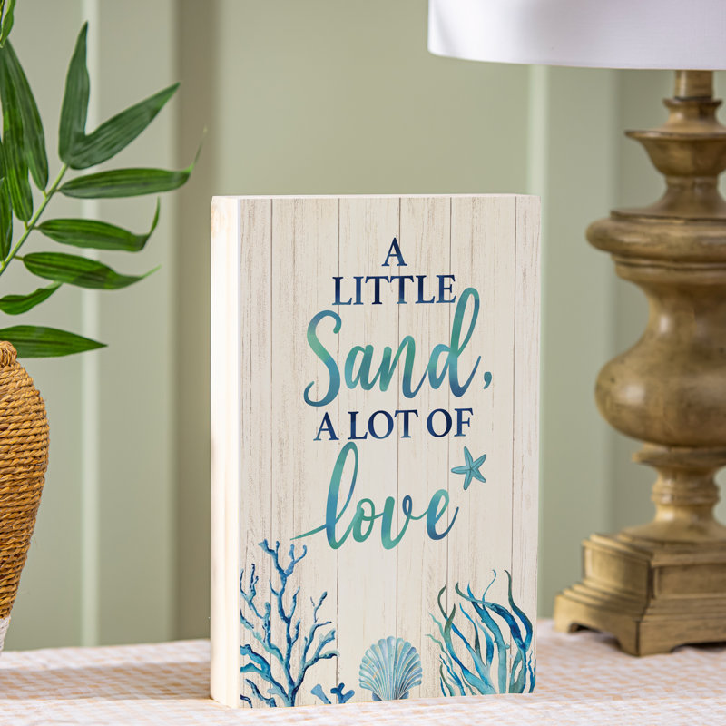 Décoration de table bleue bord de mer «Love», L 8 po x H 12 po