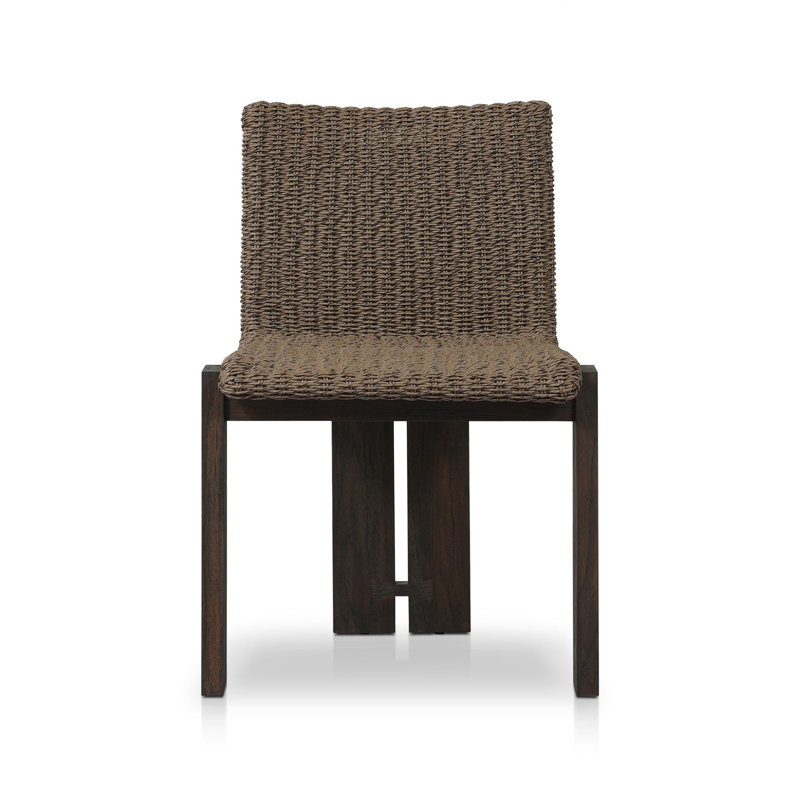 Chaise d'appoint de patio en teck Padme, Teinté brun cuir