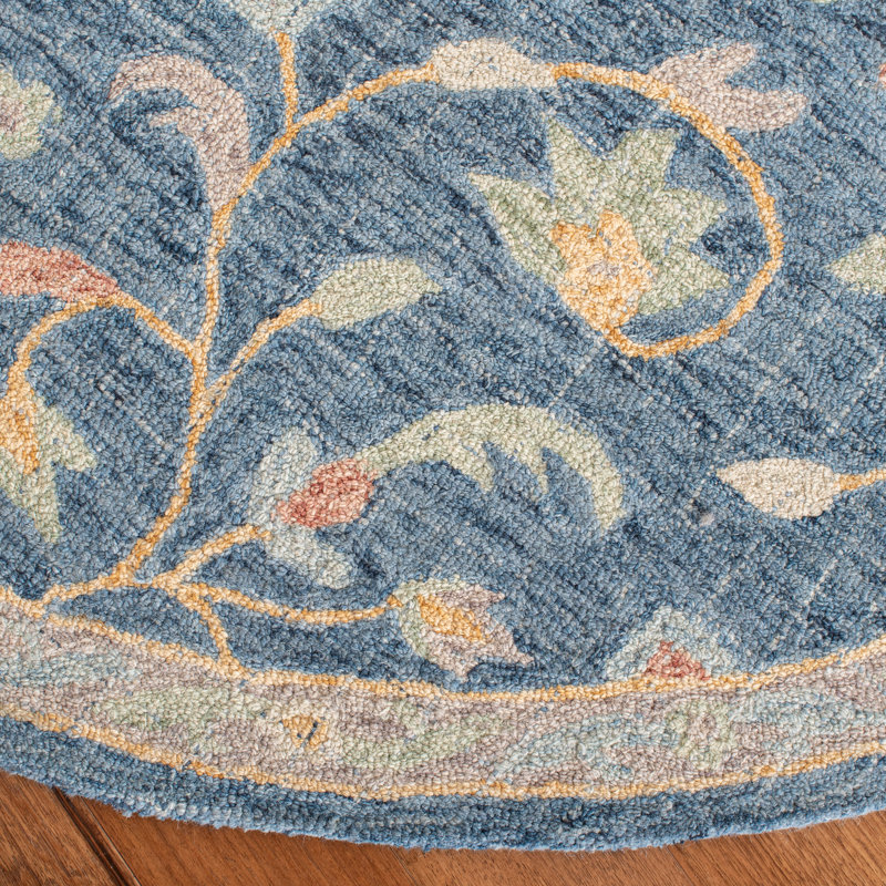 Luitpold Hand Tufted Wool Floral Rug, Round 6'