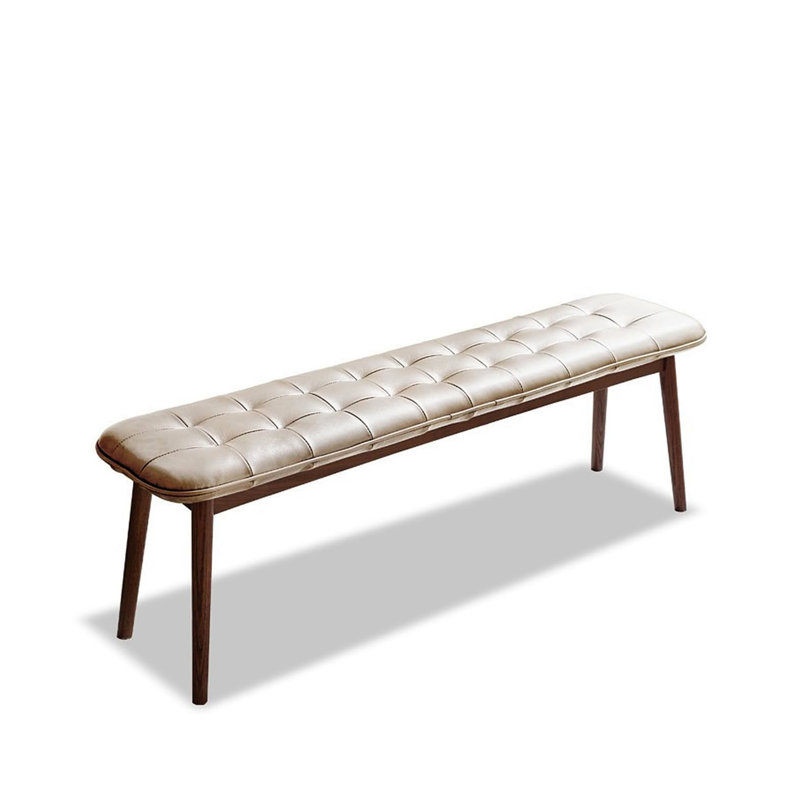 Natural Oak Wood Leather - Upholstered Bench, Imported First Layer Cowhide, High Density Sponge, Suitable For Dining, End Of Bed, Or Shoe Changing, 12.6" Wide, 17.28" High, 15 Min Assembly Bench With