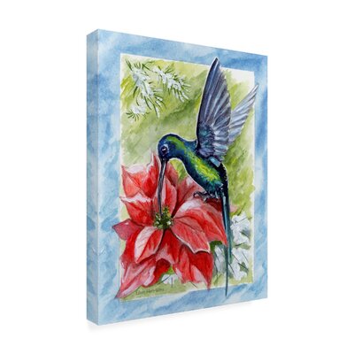 Blue Hummer Pointsettia by Eileen Herb-Witte - Wrapped Canvas Painting -  The Holiday Aisle®, FF94962BF99B43B8884ABEC6CC6C2E34