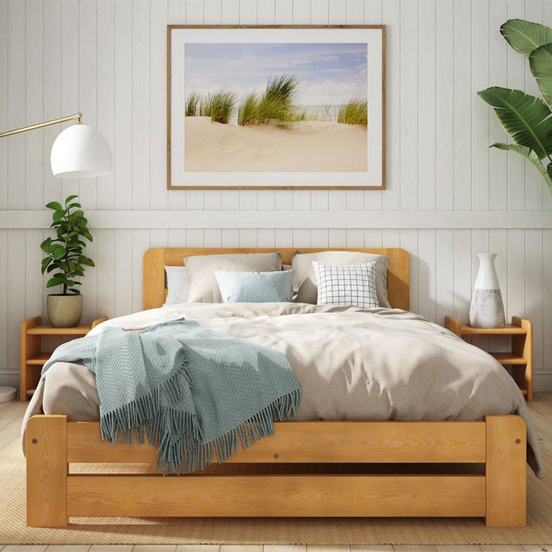 Nodax Wooden Bed Frame Aurora (F1) - Solid Pine Wood, Easy Assembly, Sturdy Slats & Extra Support Legs Bed Frame Furniture
