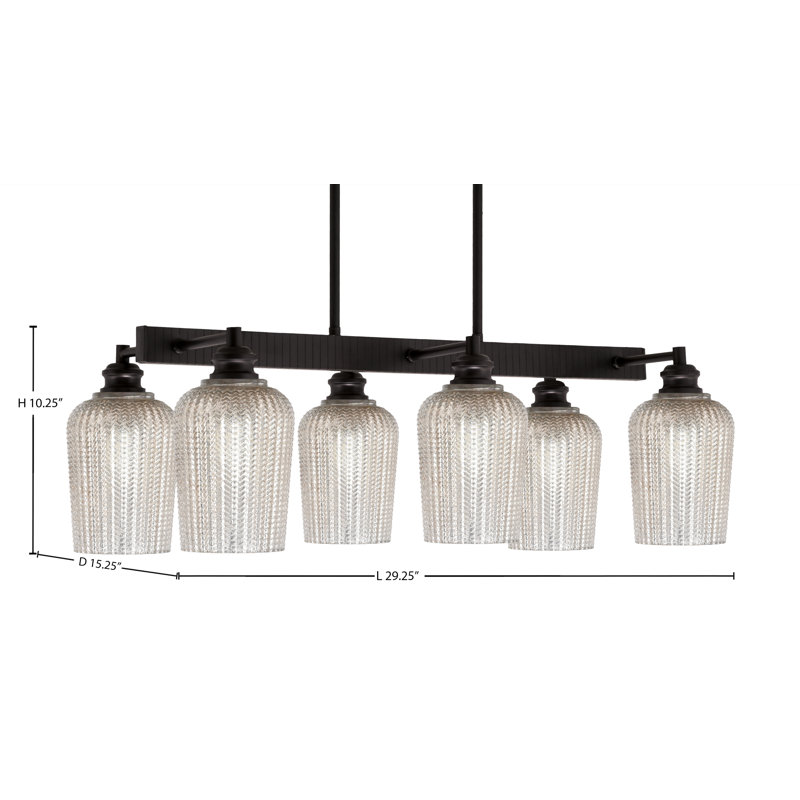 Barre d'éclairage 6 lumières Edge avec verre texturé 5 po, Argent argent, Espresso