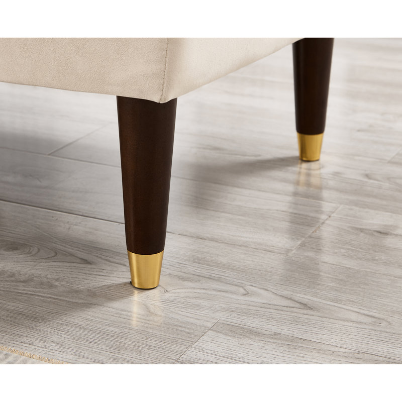 Chaise longue tendance en velours beige avec méridienne luxueuse en velours beige et rembourrage haut, Beige