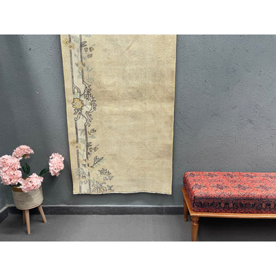 Tapis en laine beige classique 3,0 x 5,4 pi