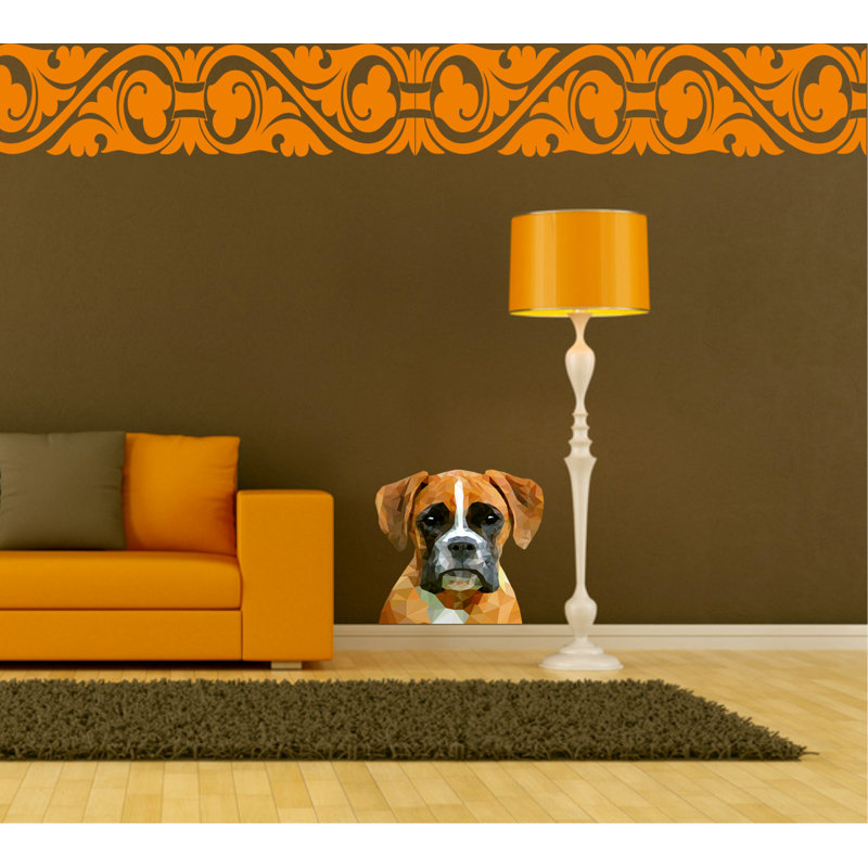 Décalcomanie murale Polygonal Dog Boxer, H 20 po x l 22 po