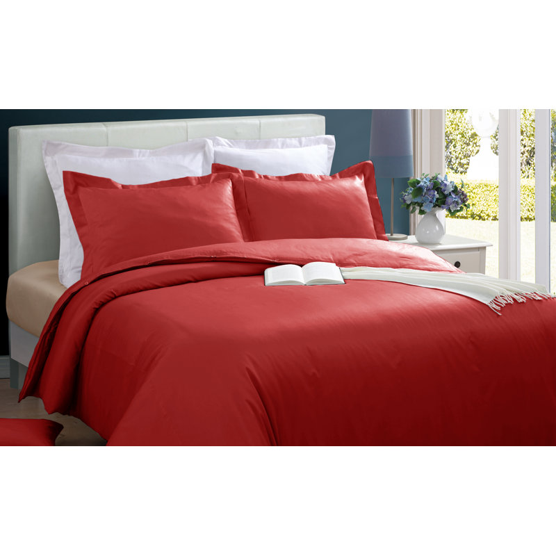 Cotton Duvet Cover, Full / Queen + 2 Shams, Burgundy