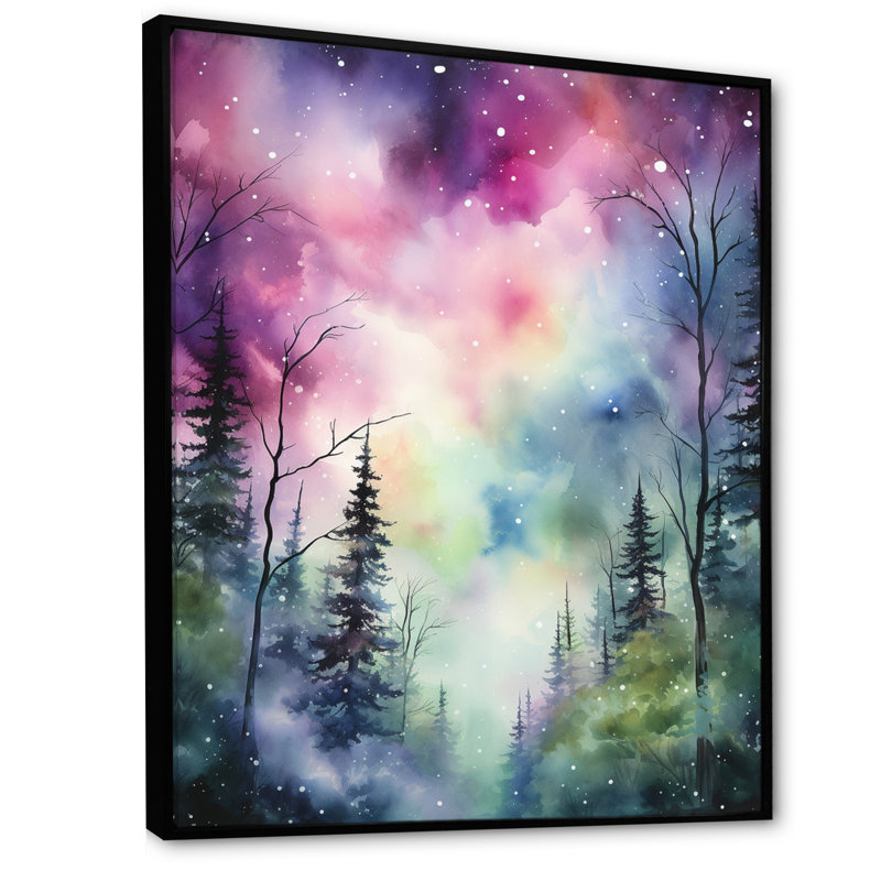 «Haydi Aurora Borealis Dancing Lights III», reproduction sur toile, H 32 po x l 16 po, Cadre flottant noir