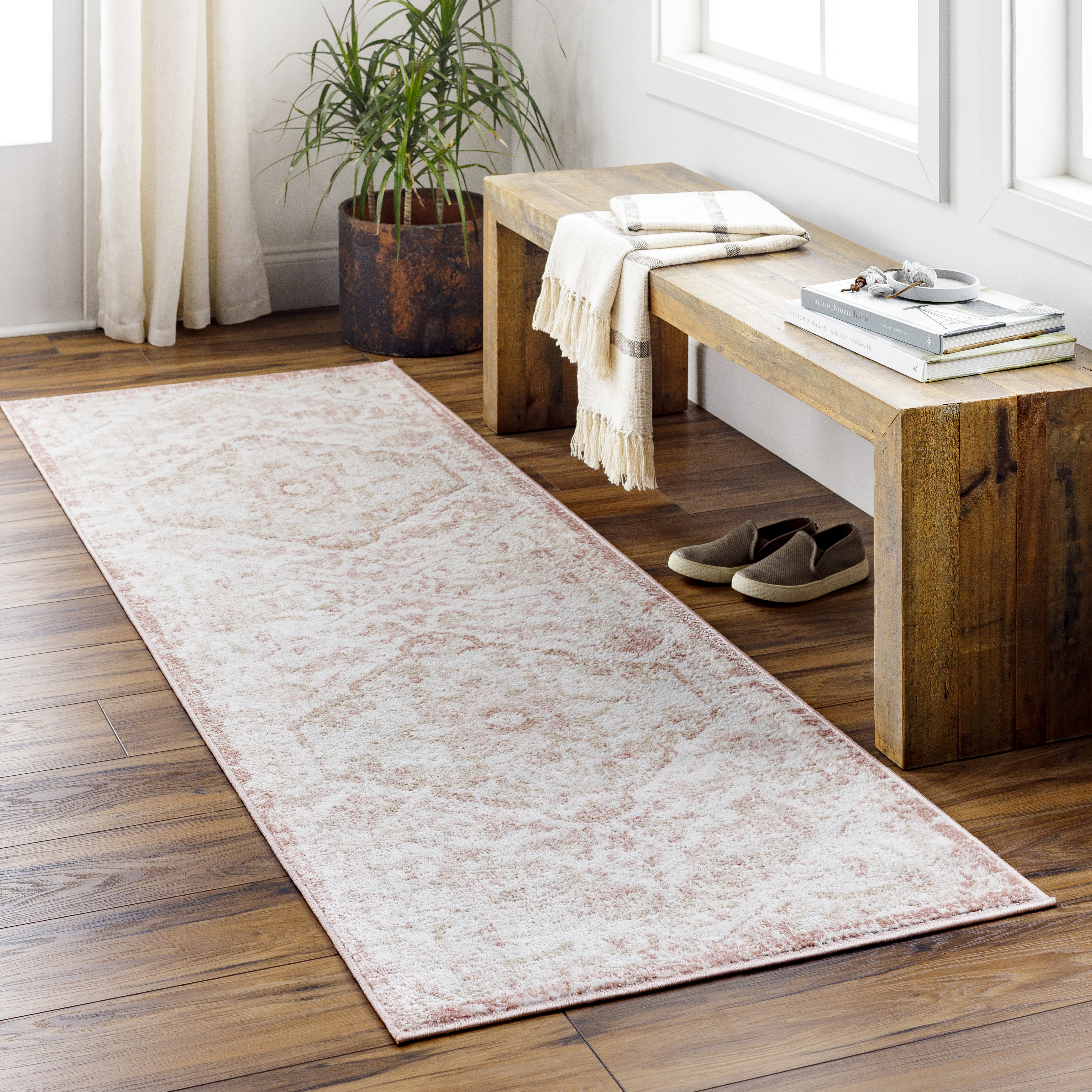 Cabello Oriental Pink/White Area Rug Lark Manor Rug Size: Runner 2'7 x 7'3