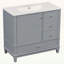Meuble-lavabo élégant avec lavabo en céramique, tiroirs et tablettes pour petits espaces-60845035