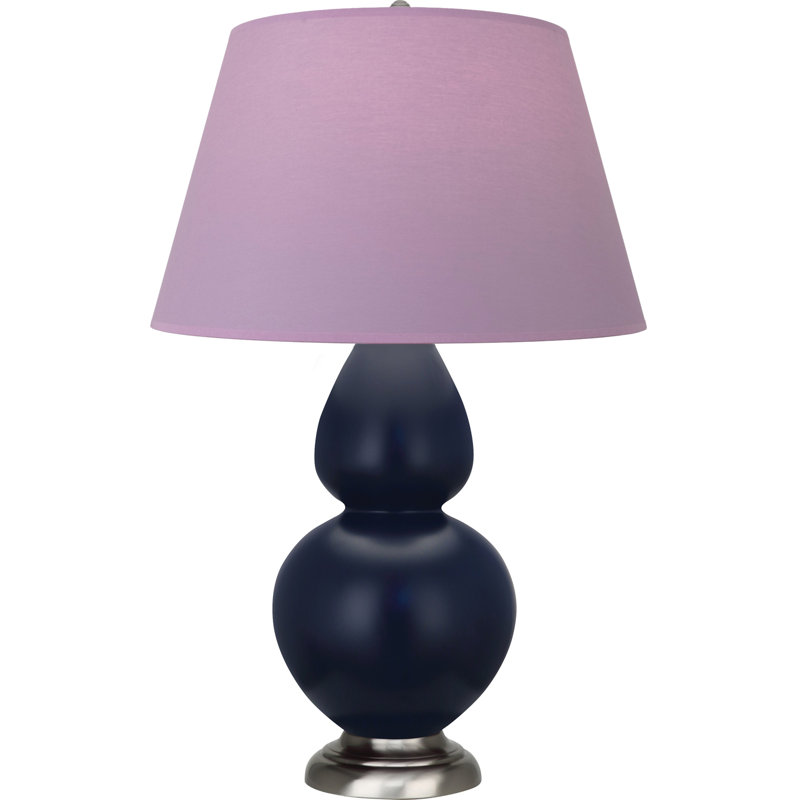 Double Gourd Table Lamp, Navy/Gray, Navy/Antique Silver