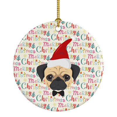 Ornement suspendu Pug Merry Christmas