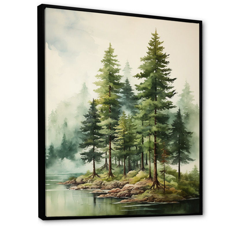 Green Pine Tree Eernal Guardians III - reproduction sur toile, H 20 po x l 12 po x P 1 po, Noir