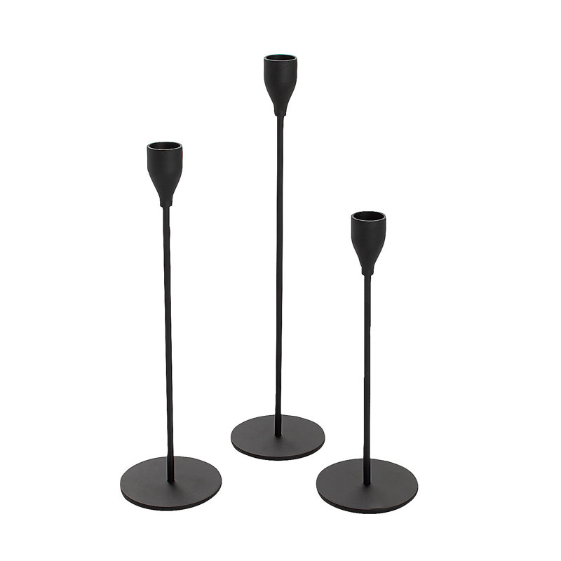 12.6'' H Metal Tabletop Candlestick, Black, 1.6" H x 4.7" W x 12.6" D