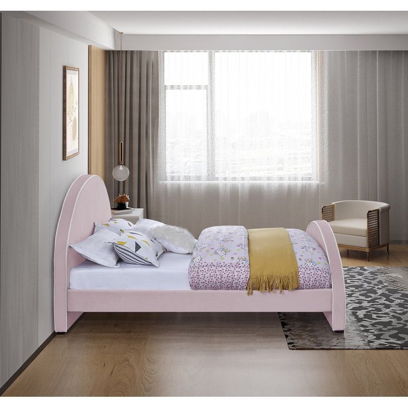 Lit en velours Hilbrand, Double, Velours rose