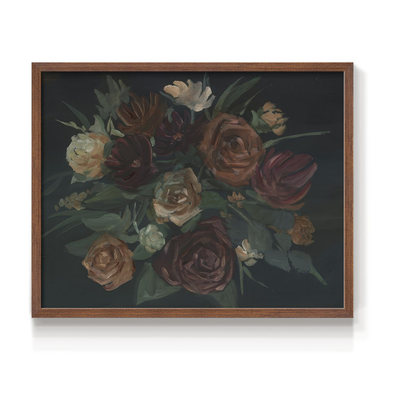 Nature morte antique II - reproduction encadrée - réaménageable, H 11 po x l 14 po, Noyer