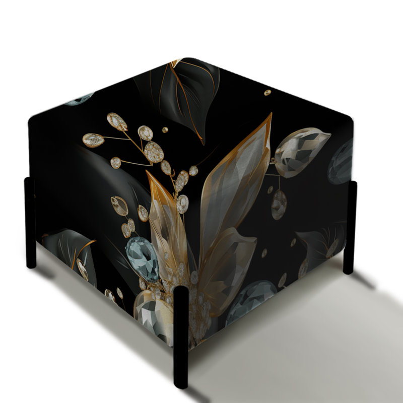 Bleu et noir opulent cristal Splendor - repose-pieds carré Glam