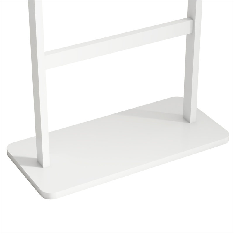 Traditional Silhouette Solid Wood Freestanding Coat Rack with 4 Hooks, Space-Saving Entryway Organizer in Classic White