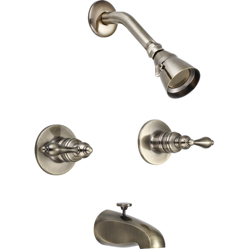 Castille All-In-One Kit with Rough in-Valve, Antique Brass