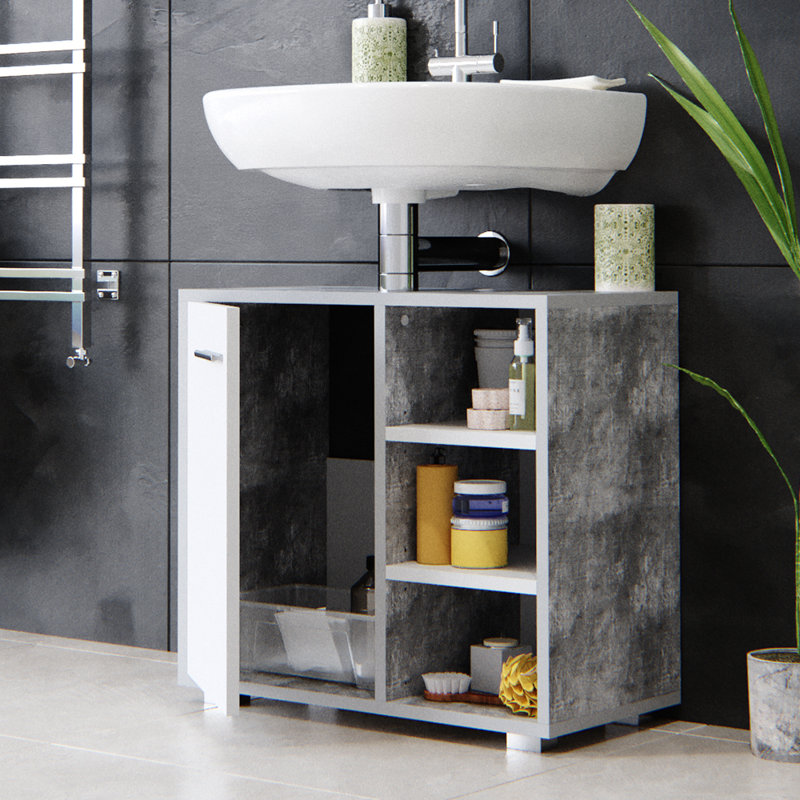 Veilleux 60cm Single Bathroom Vanity Base Only, Concrete