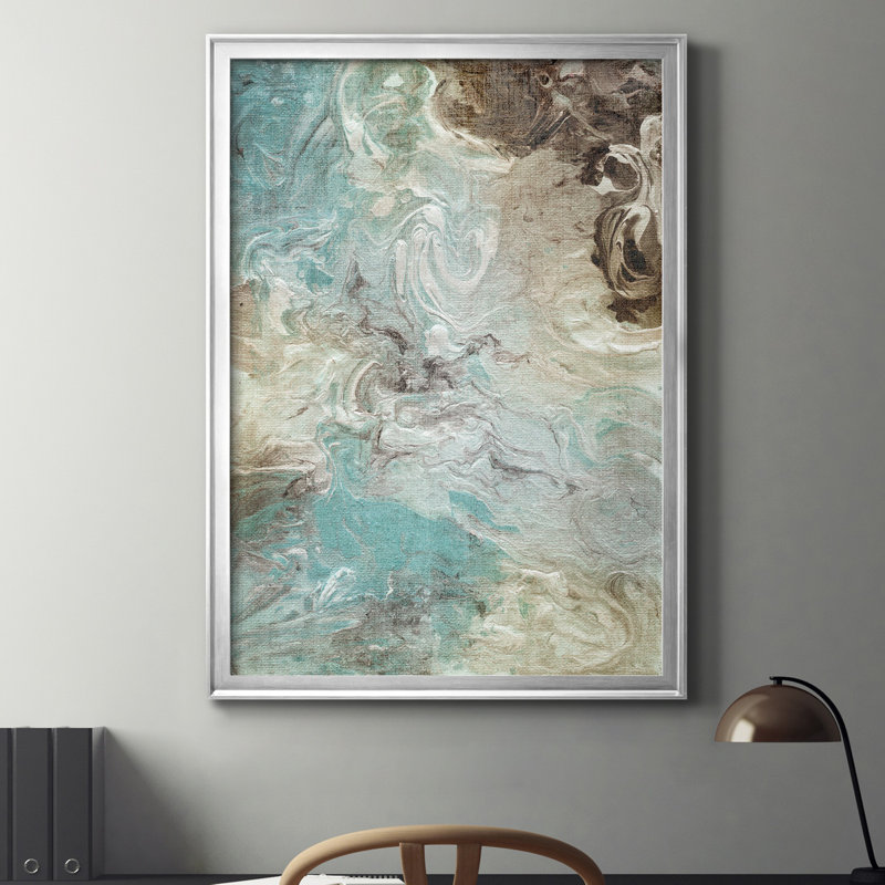 Marbre turquoise - reproduction de cadre photo sur toile, H 30,5 po x l 42,5 po x P 1,5 po, Argent