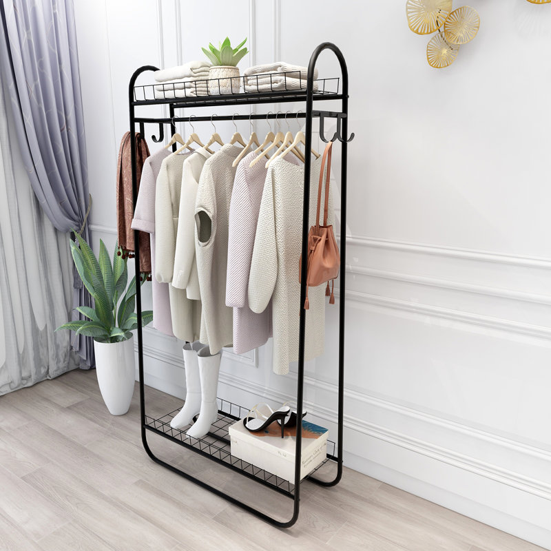 Rinehart 32.9'' Metal Clothing Rack, Black
